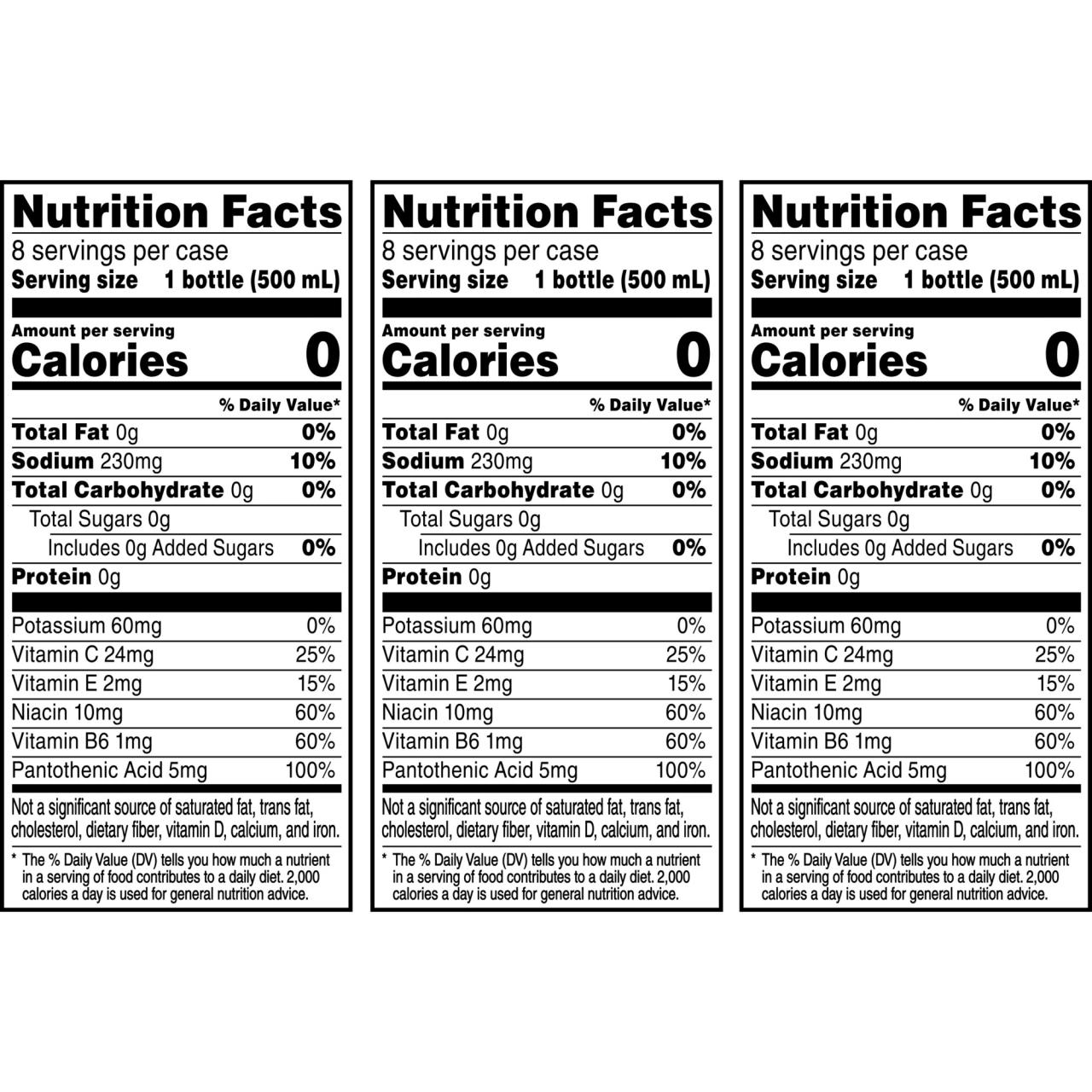 Propel water nutrition facts